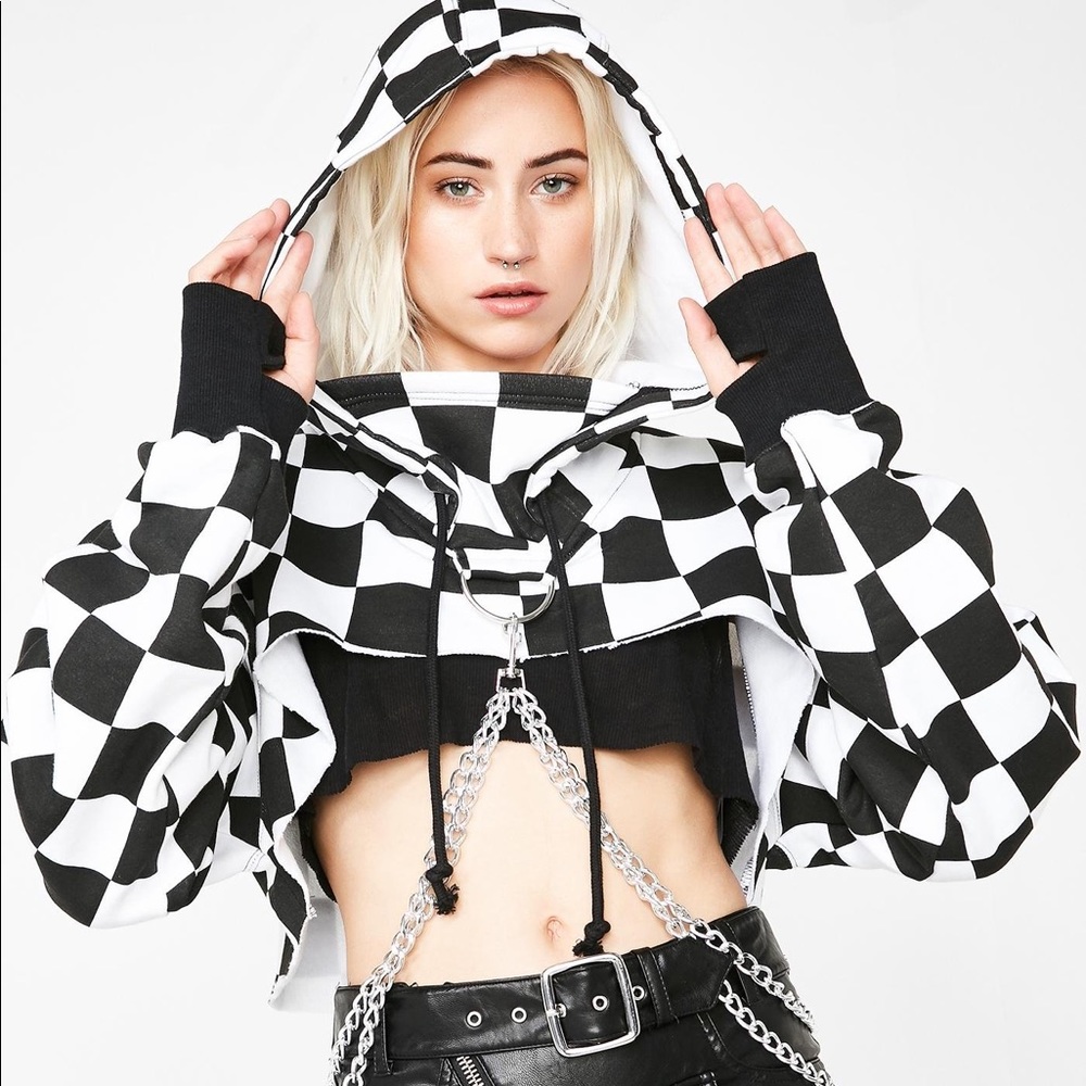Current Mood Chained N’ Dangerous Crop Hoodie